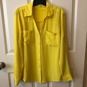EXPRESS Yellow Portofino button-up shirt Large